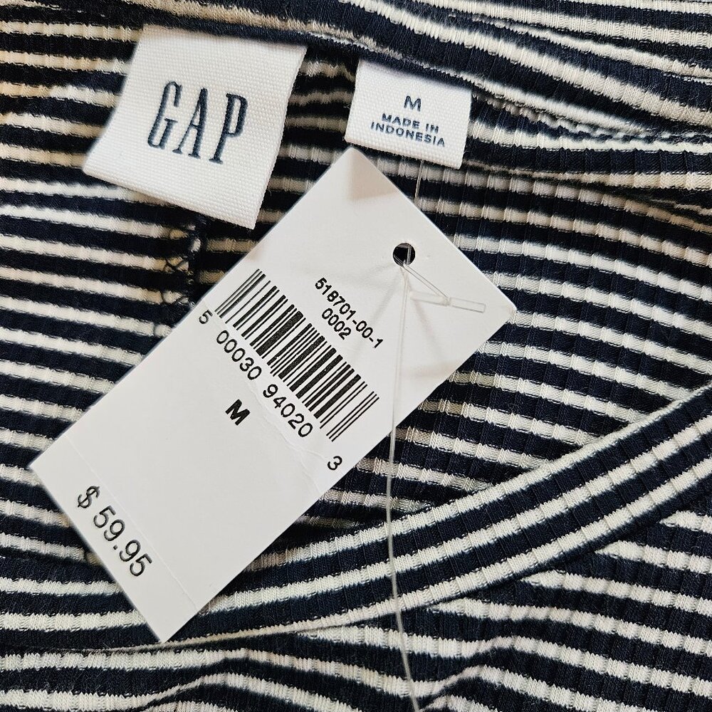 NWT GAP Navy Blue and White Striped Jersey Dress, Size Medium